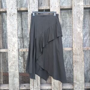 Ulla Johnson NWT Nell Ruffle Hankie Hem Linen Cotton Noir Skirt Women's 4
